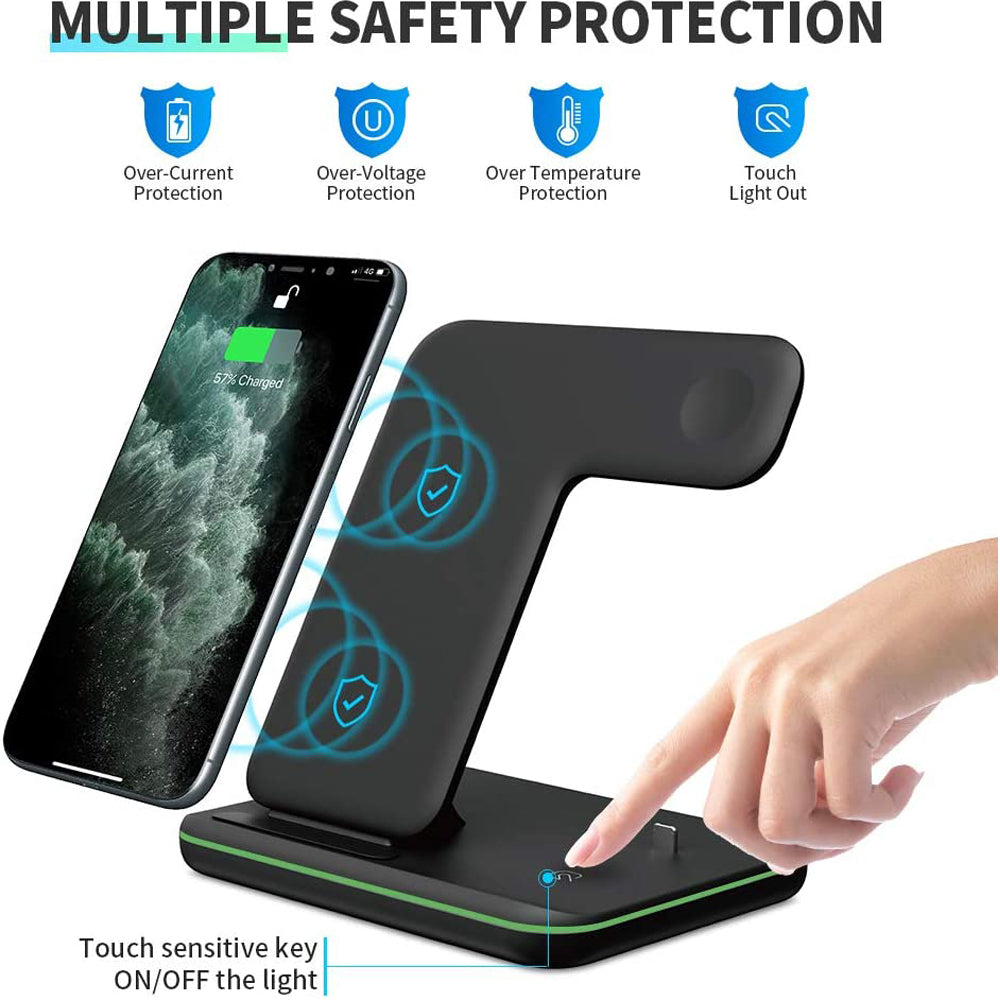 Compatible Mobile Phone Watch Earphone Wireless Charger 3 in 1 Wireless Charger Stand